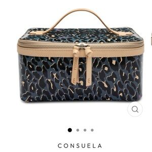 Consuela Black and Tan Leopard Danni Train Cosmetic Case NWOT